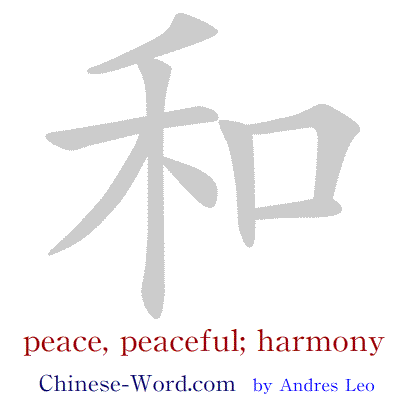 Chinese symbol PEACE writing strokes animation